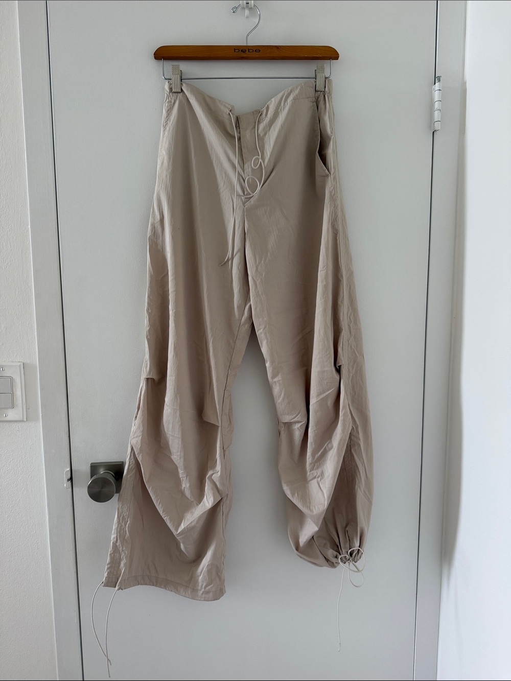 ZARA Beige Wide-Leg Drawstring Men’s Pants